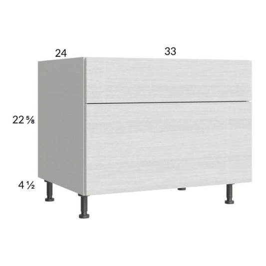 RTA Euro White Grain 33" 2-Drawer Desk Base Cabinet with 2 Finished End Panels
