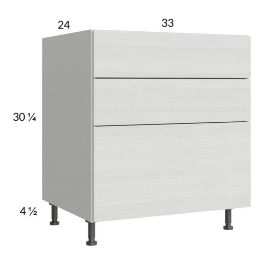 RTA Euro White Grain 33" 2-Drawer Range Base Cabinet with 1 False Drawer Front and 1 Finished End Panel