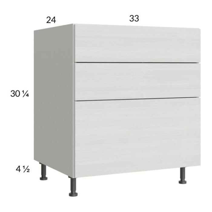RTA Euro White Grain 33" 2-Drawer Range Base Cabinet with 1 False Drawer Front and 2 Finished End Panels