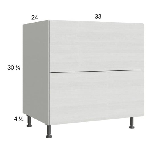 RTA Euro White Grain 33" 2-Drawer Range Base Cabinet with 1 Finished End Panel