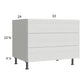 RTA Euro White Grain 33" 3-Drawer Desk Base Cabinet