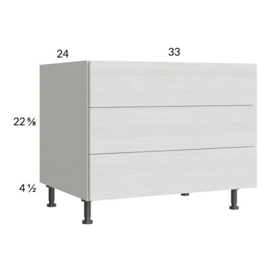 RTA Euro White Grain 33" 3-Drawer Desk Base Cabinet