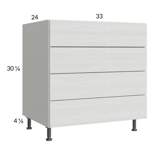 RTA Euro White Grain 33" 4-Drawer Base Cabinet with 2 Finished End Panels