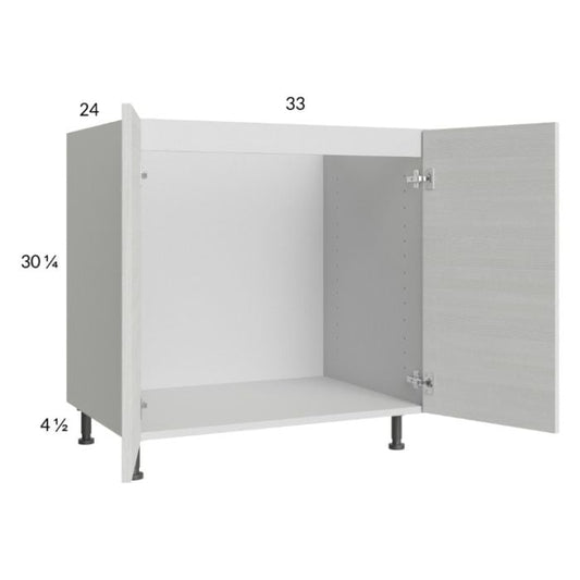 RTA Euro White Grain 33" Full Height Door Sink Base Cabinet with 1 Finished End Panel