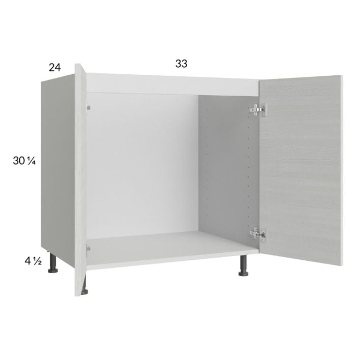 RTA Euro White Grain 33" Full Height Door Sink Base Cabinet with 2 Finished End Panels