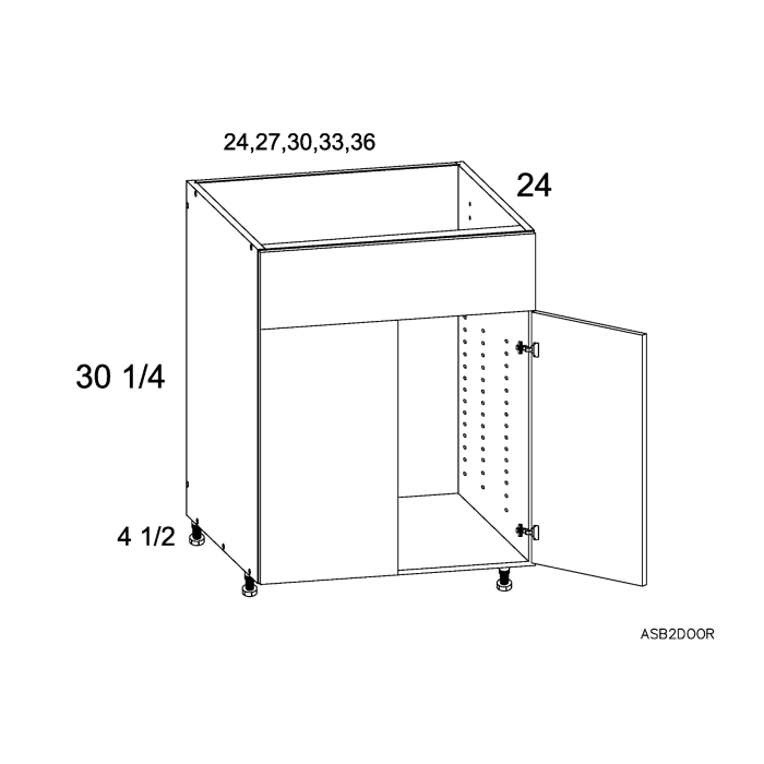 RTA Euro White Grain 33" Sink Base Cabinet with 1 Finished End Panel