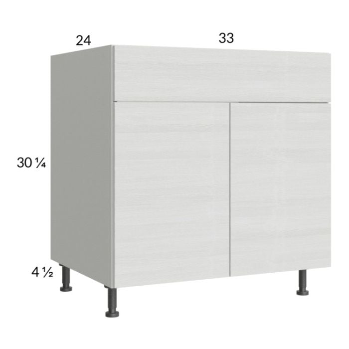 RTA Euro White Grain 33" Sink Base Cabinet with 2 Finished End Panels