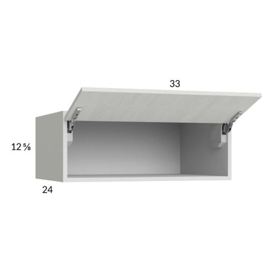 RTA Euro White Grain 33" x 12-5/8" x 24" Flip Up Door Wall Cabinet with 1 Finished End Panel