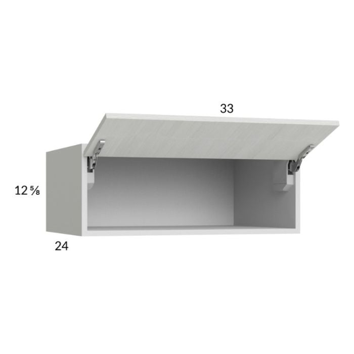 RTA Euro White Grain 33" x 12-5/8" x 24" Flip Up Door Wall Cabinet with 2 Finished End Panels