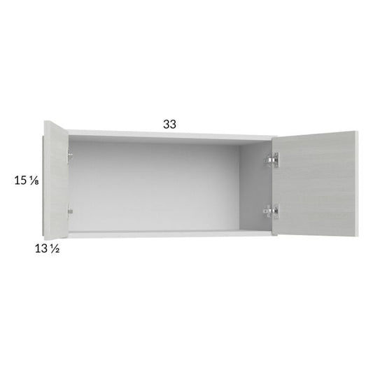 RTA Euro White Grain 33" x 15-1/8" Wall Cabinet with 1 Finished End Panel