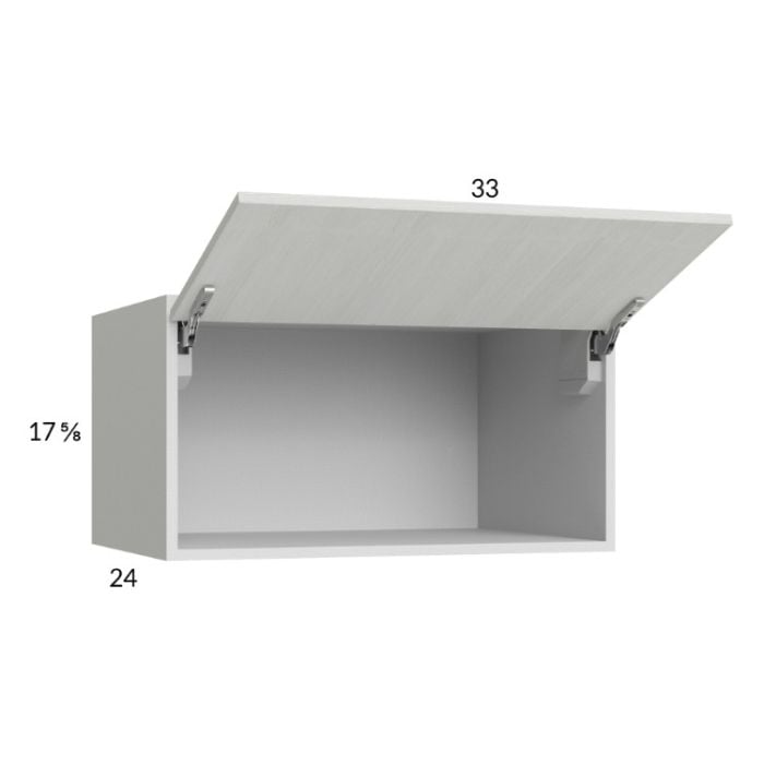 RTA Euro White Grain 33" x 17-5/8" x 24" Flip Up Door Wall Cabinet with 2 Finished End Panels