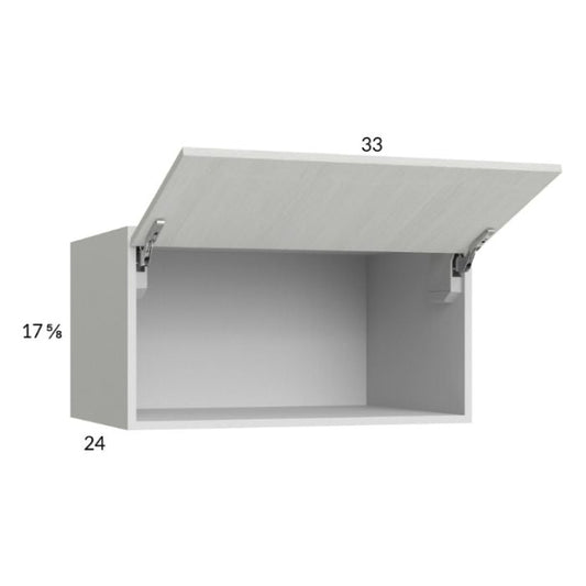RTA Euro White Grain 33" x 17-5/8" x 24" Flip Up Door Wall Cabinet with 2 Finished End Panels