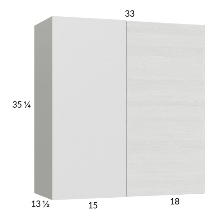 RTA Euro White Grain 33" x 35-1/4" Blind Corner Wall Cabinet with 1 Finished End Panel