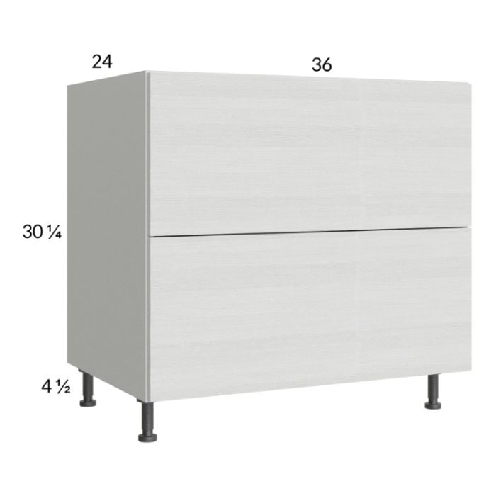 RTA Euro White Grain 36" 2-Drawer Base Cabinet with 1 Inner Drawer and 2 Finished End Panels