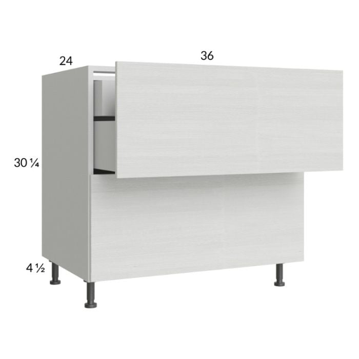 RTA Euro White Grain 36" 2-Drawer Base Cabinet with 1 Inner Drawer and 2 Finished End Panels