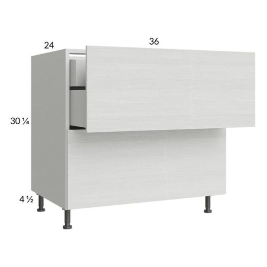 RTA Euro White Grain 36" 2-Drawer Base Cabinet with 1 Inner Drawer and 2 Finished End Panels