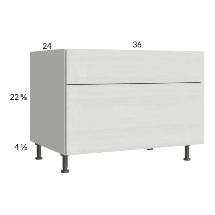RTA Euro White Grain 36" 2-Drawer Desk Base Cabinet