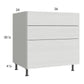 RTA Euro White Grain 36" 2-Drawer Range Base Cabinet with 1 False Drawer Front and 2 Finished End Panels