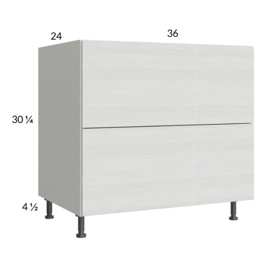 RTA Euro White Grain 36" 2-Drawer Range Base Cabinet with 2 Finished End Panels