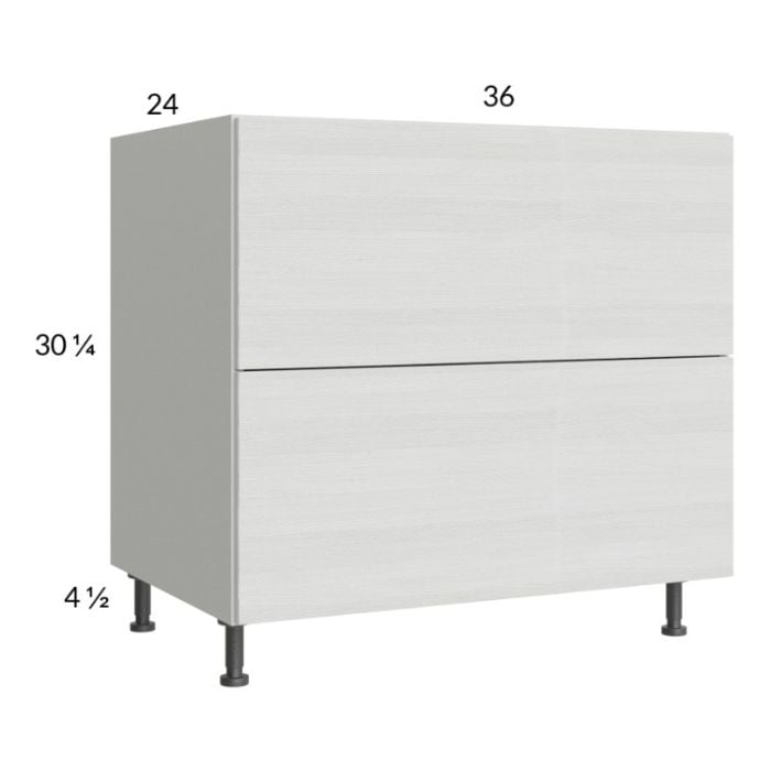 RTA Euro White Grain 36" 2-Drawer Range Base Cabinet