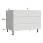 RTA Euro White Grain 36" 3-Drawer Desk Base Cabinet