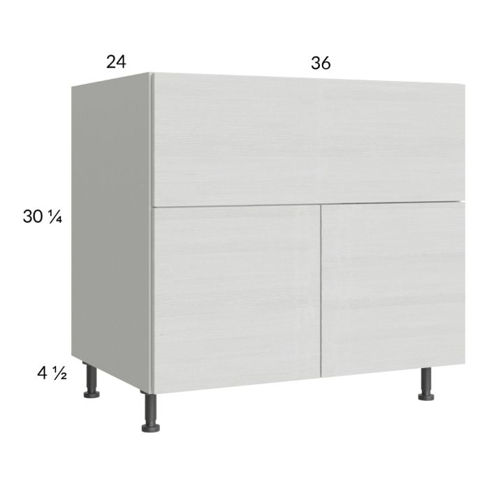 RTA Euro White Grain 36” Farm Sink Base Cabinet with 1 Finished End Panel