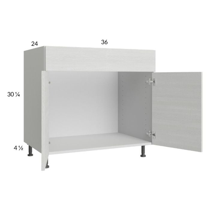 RTA Euro White Grain 36" Sink Base Cabinet with 2 Finished End Panels