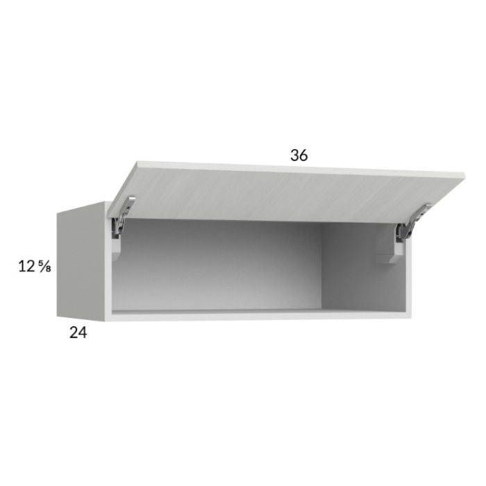 RTA Euro White Grain 36" x 12-5/8" x 24" Flip Up Door Wall Cabinet with 1 Finished End Panel