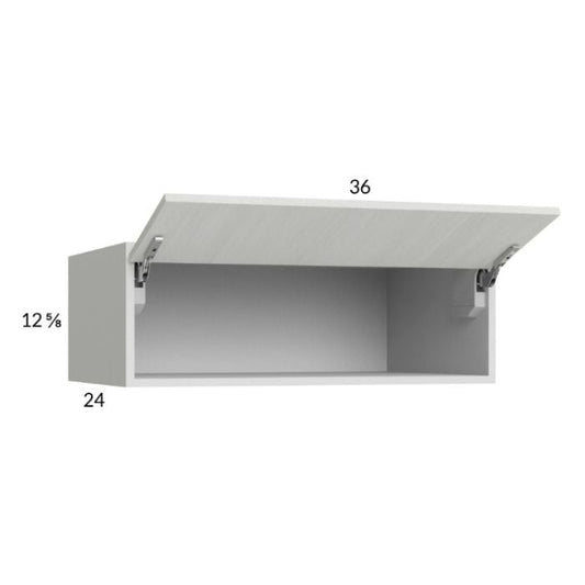 RTA Euro White Grain 36" x 12-5/8" x 24" Flip Up Door Wall Cabinet with 2 Finished End Panels