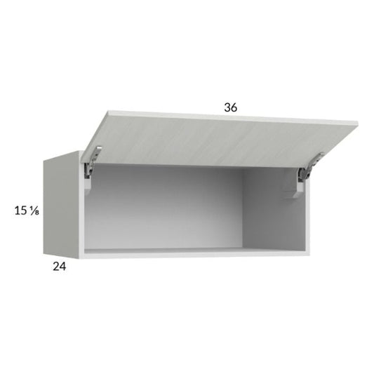 RTA Euro White Grain 36" x 15-1/8" x 24" Flip Up Door Wall Cabinet with 1 Finished End Panel
