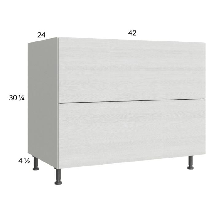 RTA Euro White Grain 42" 2-Drawer Base Cabinet with 2 Finished End Panels