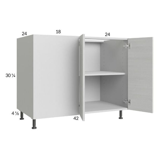 RTA Euro White Grain 49" - 52" Full Height 2-Door Blind Base Corner Cabinet with 1 Finished End Panel