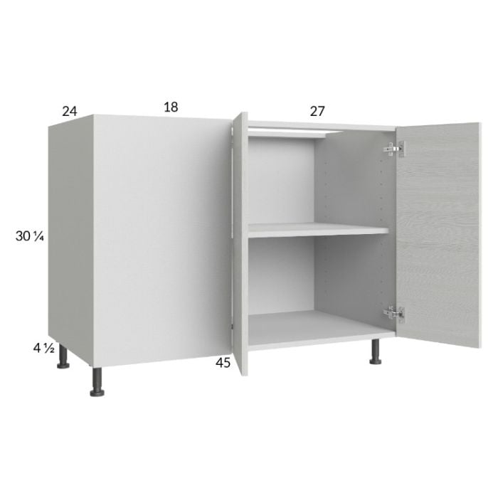 RTA Euro White Grain 52" - 55" Full Height 2-Door Blind Base Corner Cabinet with 1 Finished End Panel
