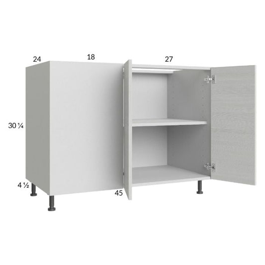 RTA Euro White Grain 52" - 55" Full Height 2-Door Blind Base Corner Cabinet with 2 Finished End Panels
