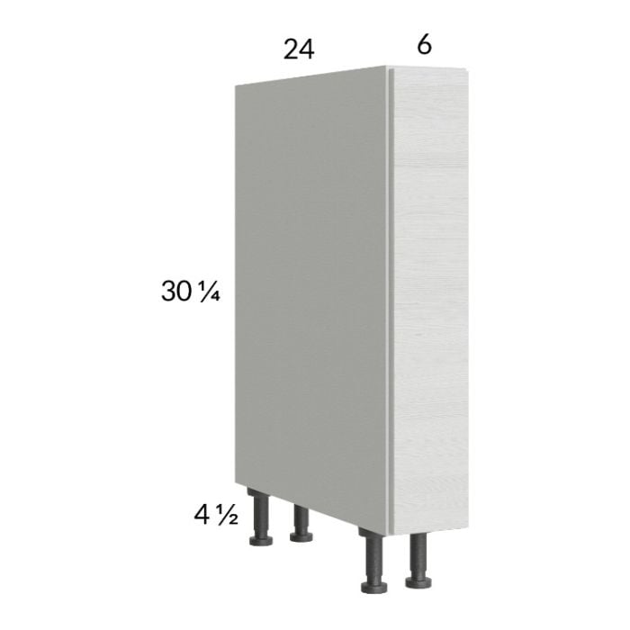 RTA Euro White Grain 6" Full Height Door Base Pullout Cabinet with 1 Finished End Panel