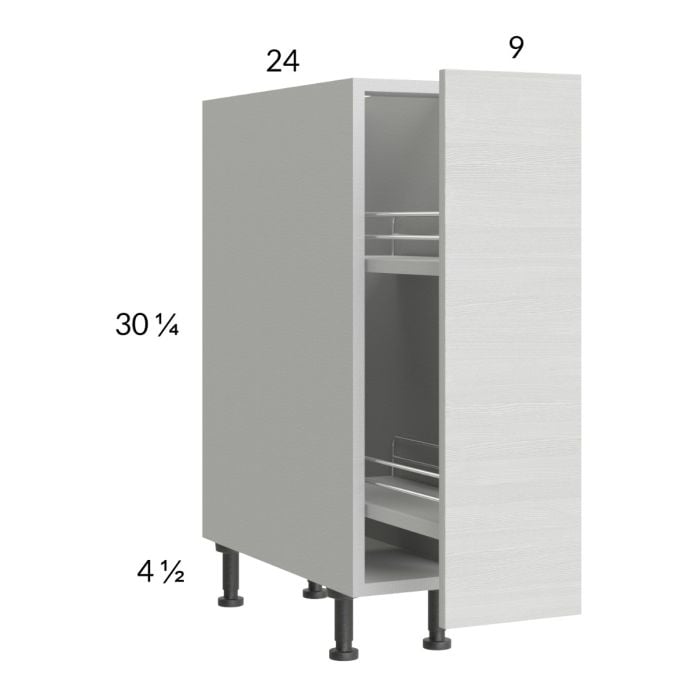 RTA Euro White Grain 9" Full Height Door Base Pullout Cabinet