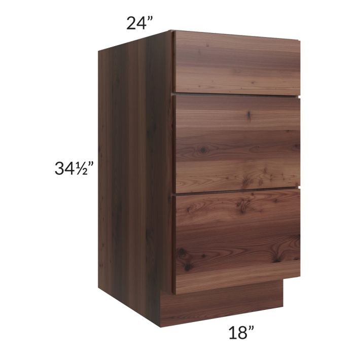 RTA Farmhouse Walnut Shaker 18" 3-Drawer Base Cabinet