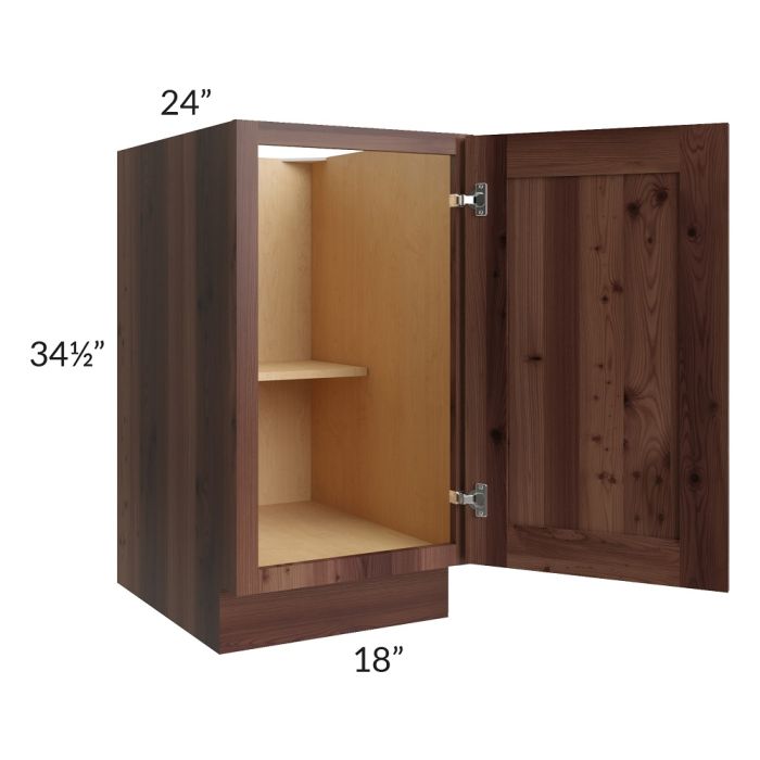 RTA Farmhouse Walnut Shaker 18" Full Height Door Base Cabinet