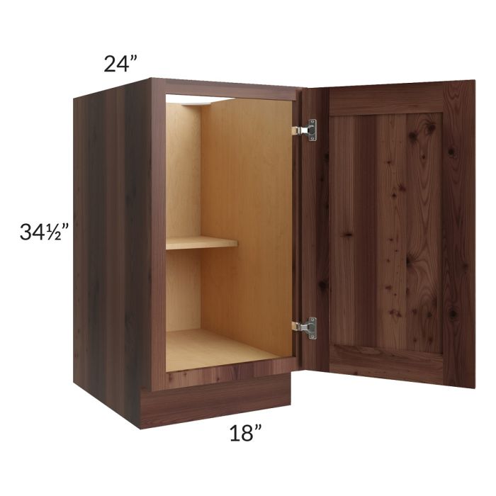 RTA Farmhouse Walnut Shaker 18" Full Height Door Base Cabinet