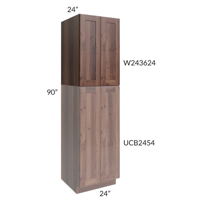 RTA Farmhouse Walnut Shaker 24" x 36" x 24" Pantry Wall Cabinet