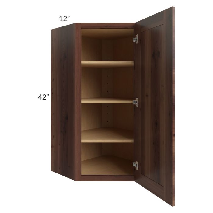 RTA Farmhouse Walnut Shaker 24" x 42" Wall Diagonal Corner Cabinet
