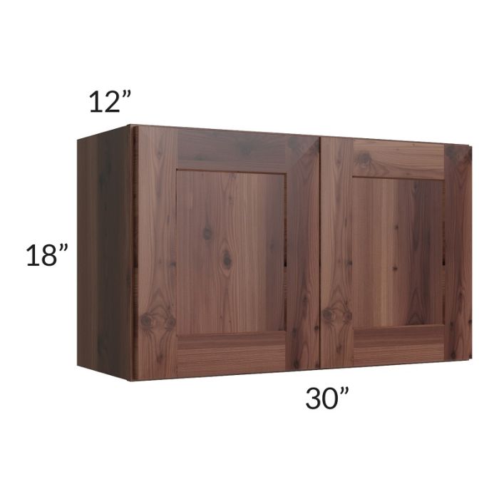 RTA Farmhouse Walnut Shaker 30" x 18" Wall Cabinet