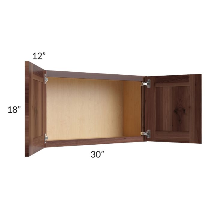 RTA Farmhouse Walnut Shaker 30" x 18" Wall Cabinet
