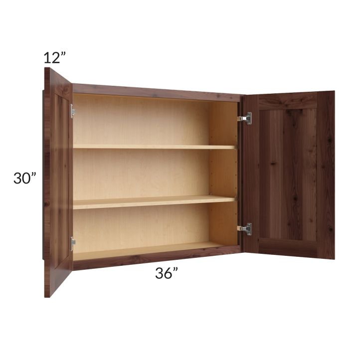 RTA Farmhouse Walnut Shaker 36" x 30" Wall Cabinet