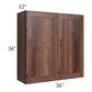 RTA Farmhouse Walnut Shaker 36" x 36" Wall Cabinet