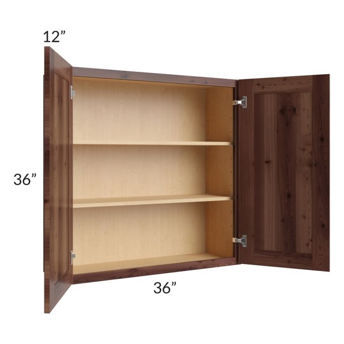 RTA Farmhouse Walnut Shaker 36" x 36" Wall Cabinet