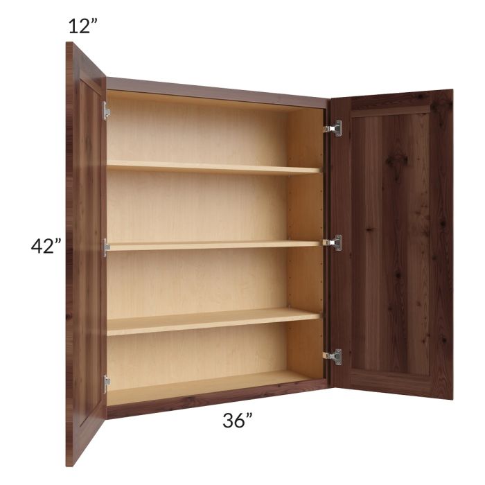 RTA Farmhouse Walnut Shaker 36" x 42" Wall Cabinet
