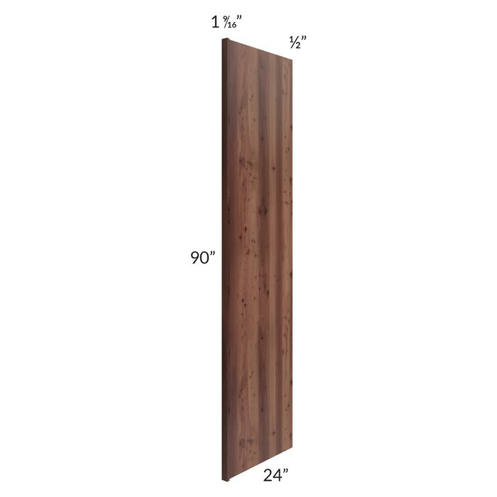 RTA Farmhouse Walnut Shaker 90" Refrigerator Panel with a 1.5" Return