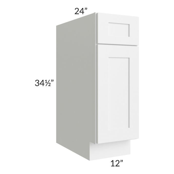 RTA Frosted White Shaker 12" Base Cabinet with 2 Decorative End Panels