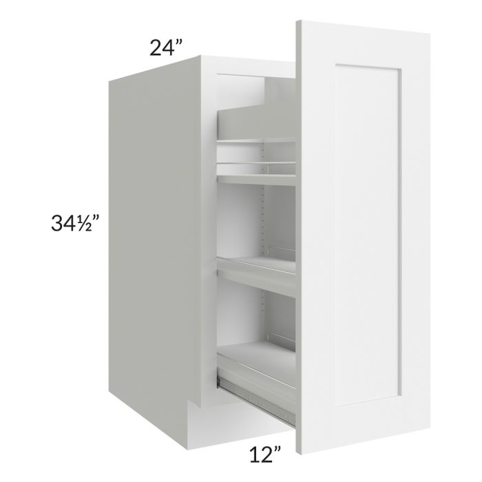 RTA Frosted White Shaker 12" Spice Rack Base Cabinet with 1 Decorative End Panel